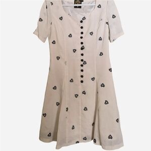 Coquette Vintage Dress with Heart Embroidery